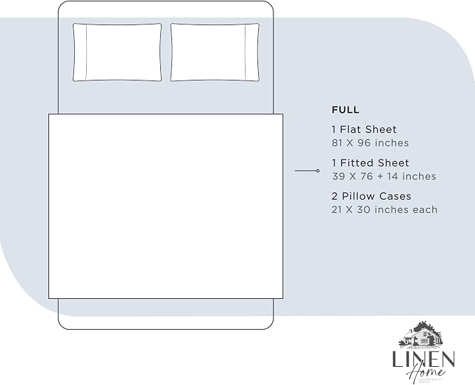 Linen Home 100% Cotton Percale Sheets Full Size, Deep Pocket, 4 Pieces Set - Image 6