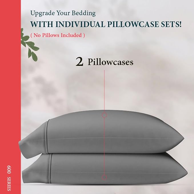 100% Egyptian Cotton Queen/Standard Pillow Cases Set of 2 - Image 3