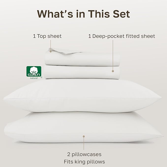 California Design Den Natural 100% Cotton Sheets King Size Set - Image 4