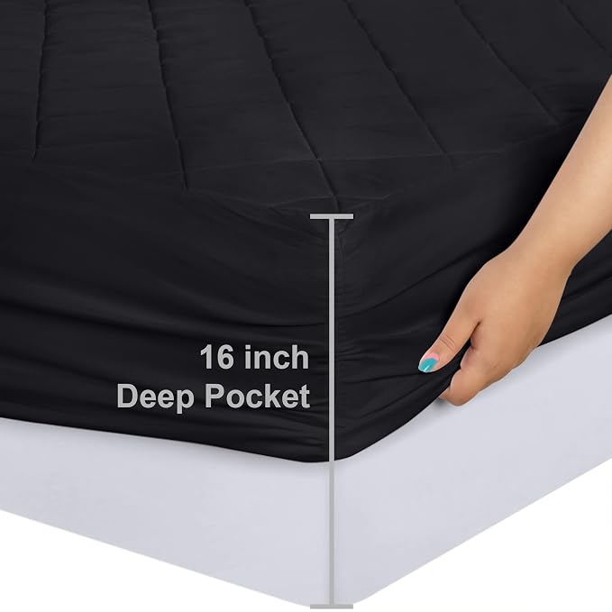 Utopia Bedding Quilted Fitted Mattress Pad, Twin Size, Elastic Fitted Mattress - Image 3