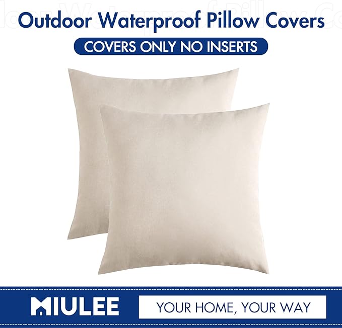 MIULEE Pack of 2 Decorative Outdoor Solid Waterproof Throw Pillow Covers Euro - Image 6