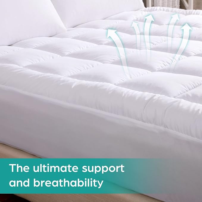WhatsBedding Cotton Waterproof Mattress Pad Queen Size Top Down Alternative - Image 2