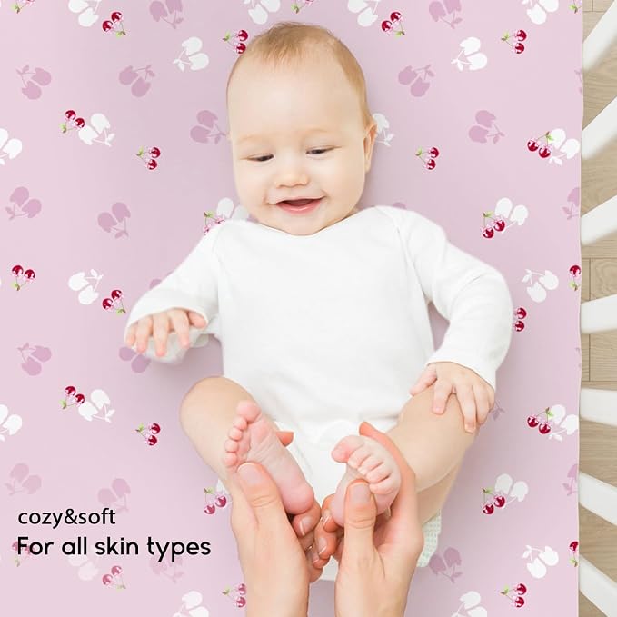 Yoofoss Pack and Play Sheets Fitted, Mini Crib Sheets 2-Pack - Image 4