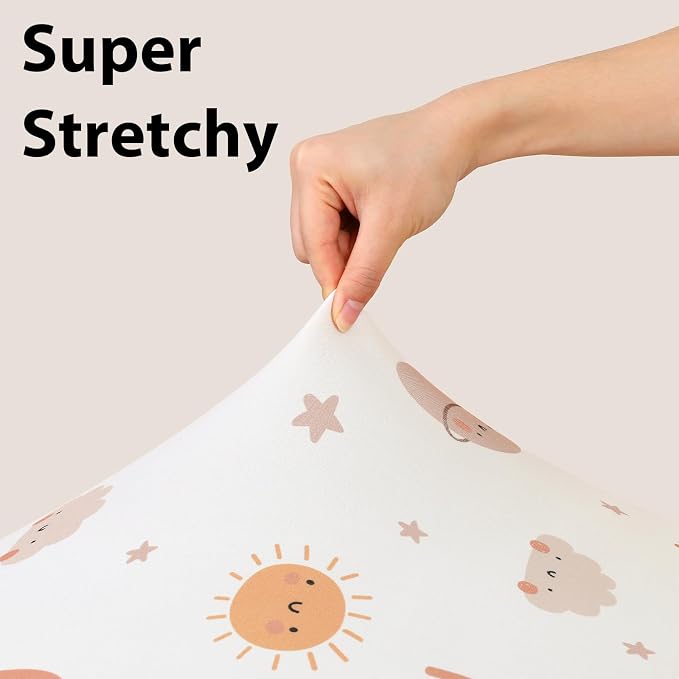 Baby Crib Sheets for Boys and Girls, 3 Pack Fitted Toddler Bed Sheets Neutral - Image 4