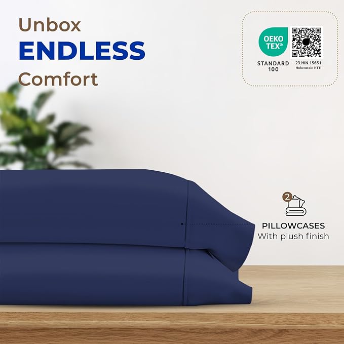Thread Spread 100% Egyptian Cotton Pillow Cases Queen Size Set of 2 - Image 3