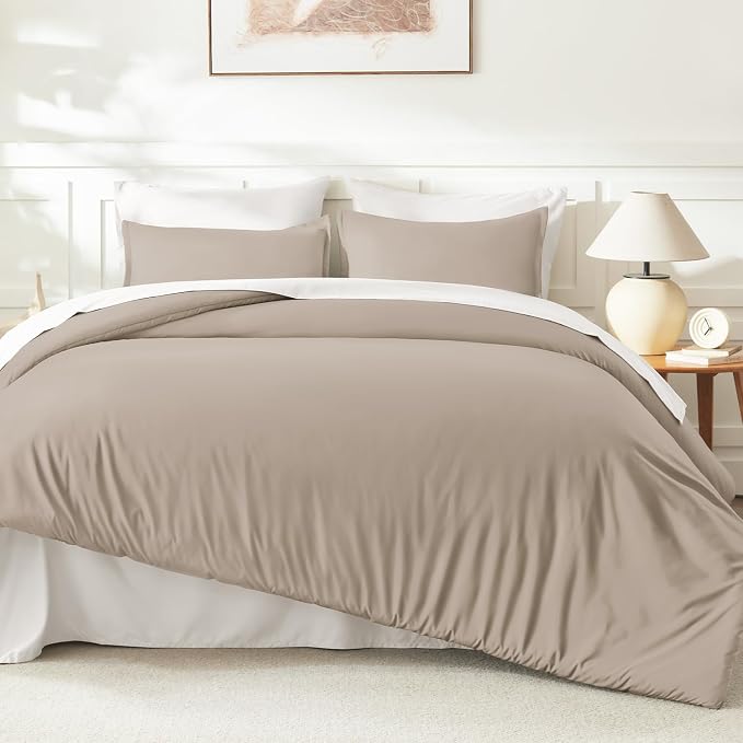 Litanika Light Coffee Comforter King Size, 3 Pieces Lightweight Solid Bedding - Image 6