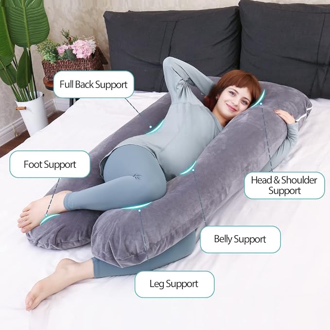 MOON PINE Pregnancy Pillow, U Shaped Full Body Pillow - Image 2