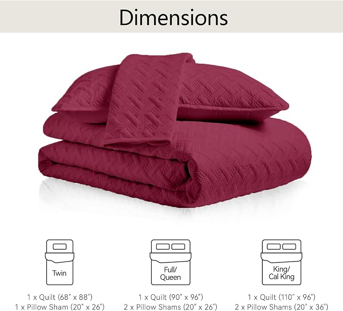 FLYMME Quilts Queen Size, Lightweight Burgundy Bedspreads, Basket Weave Pattern - Image 7