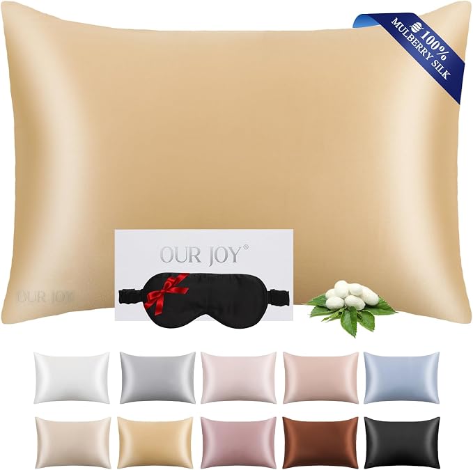 100% Mulberry Silk Pillowcase 22 Momme by OURJOY