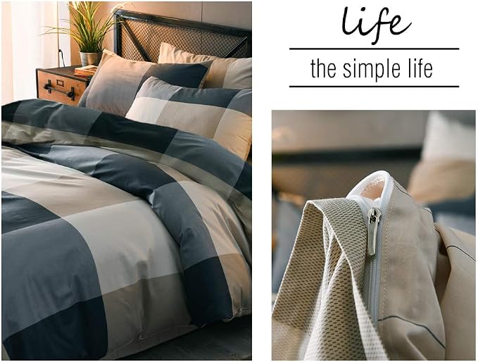 mixinni King Size Checkered Duvet Cover Set - Image 6