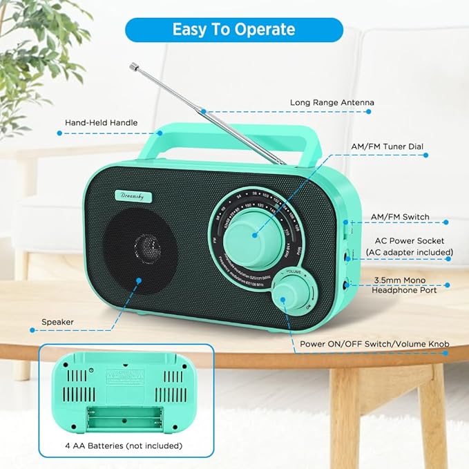 DreamSky AM FM Portable Radio Plug in Wall or Battery Operated - Image 3