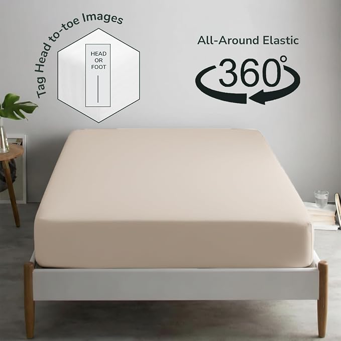 Feather & Stitch Fitted Bottom Sheet Only Twin Size 500 TC-1 Piece 100% Cotton - Image 4