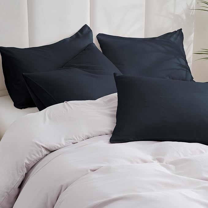 ZPECC Black Pillow Cases King Size Set of 4, 20x36 Envelope Closure Pillowcases - Image 2