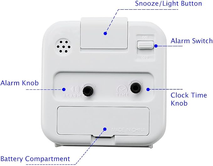 Peakeep Small Battery Operated Analog Travel Alarm Clock Silent No Ticking - Image 4