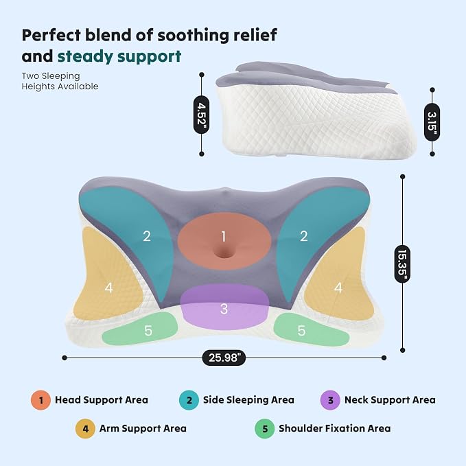 DUMOS Cervical Neck Pillow, Cooling Ergonomic Memory Foam Pillows - Image 8