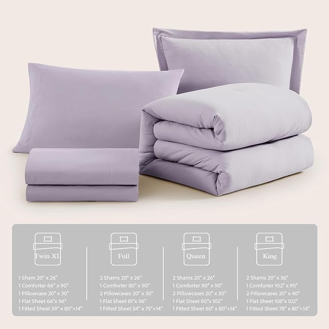 WRENSONGE Twin Comforter Set- 5 Pieces Lilac Twin Bed in a Bag, All Season Twin - Image 7