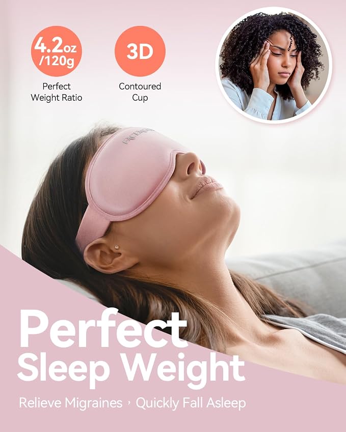 Weighted Sleep Mask for Women: 3D Contoured Blackout Eye Mask for Eyelash - Image 3