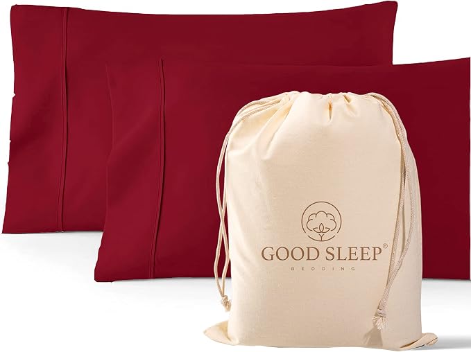 1000 TC Burgundy King Pillowcases Set of 2 100% Egyptian Cotton Pillow Cases by GoodSleepBedding