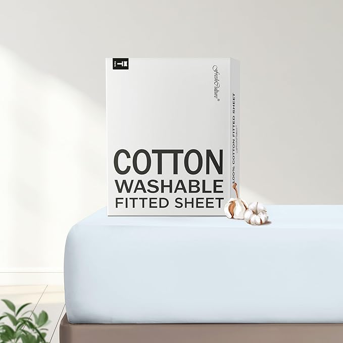 FreshCulture Pure Cotton Fitted Sheets Queen Size, 300 Thread Count Percale by FreshCulture