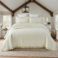 Brandream Cream Yellow White Quilt Set Queen Size Cotton Matelasse Bedding by Brandream