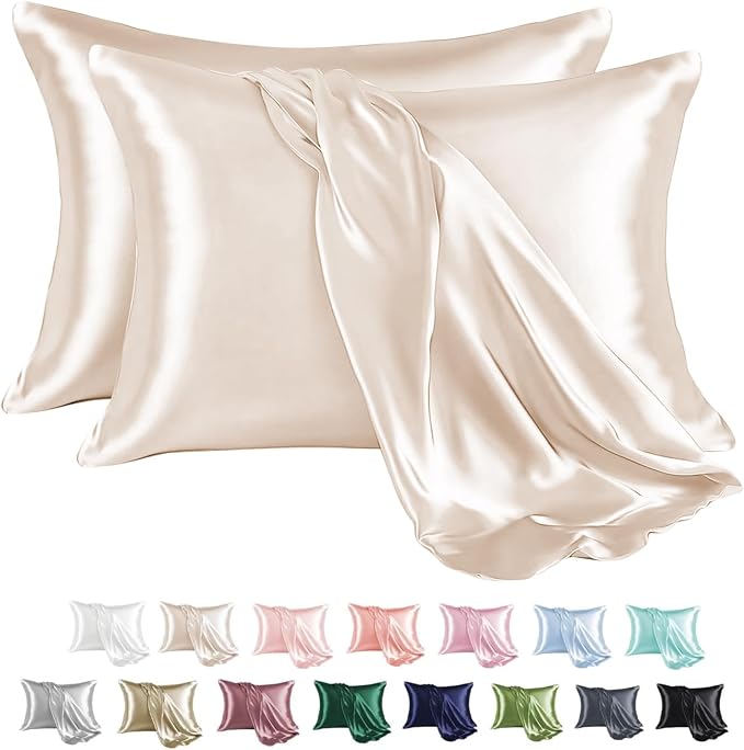 MR&HM Satin Pillowcase for Hair and Skin, Silk Satin Pillowcase 2 Pack by MRHM