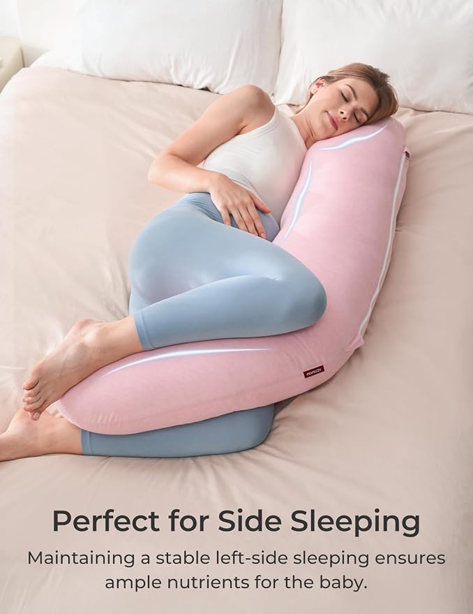 Momcozy Body Pillow for Pregnancy, J Shaped Pregnancy Pillows for Side Sleeping - Image 6