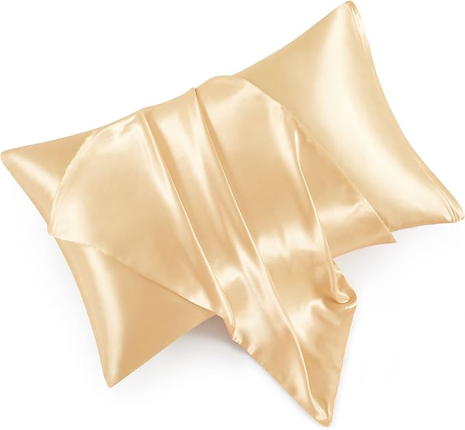 Satin Pillowcases with Zipper （20x30）, Queen Size Pillowcases Set of 2 by HommxJF