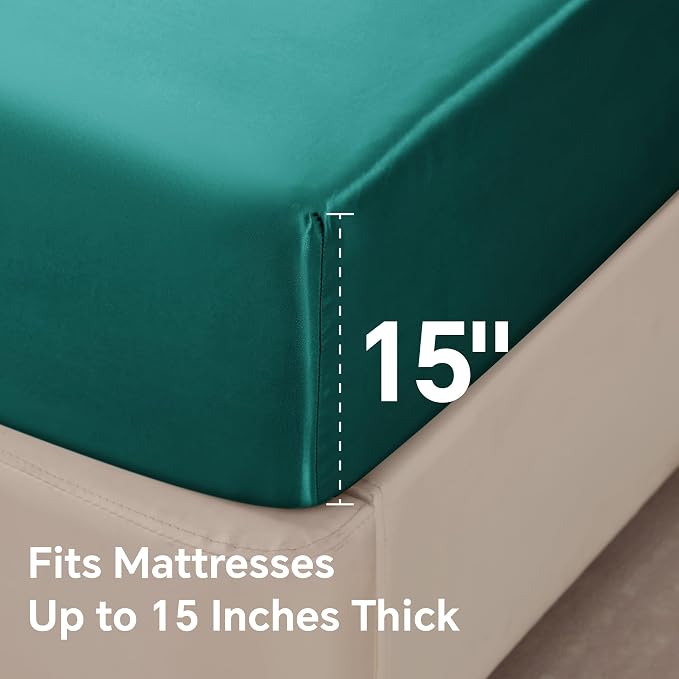 BEDELITE Satin Fitted Sheet and Pillowcases Set, Luxury Soft Similar to Silk - Image 5
