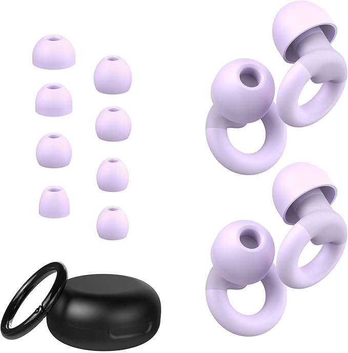 JUSTRVN Ear Plugs for Sleeping, 2 Pairs of Reusable Earplugs for Noise by JUSTRVN