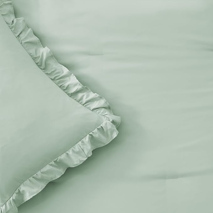 FUANNA Full Size Comforter Sets Sage Green, 3 Pieces Ruffle Full Size Bedding - Image 8
