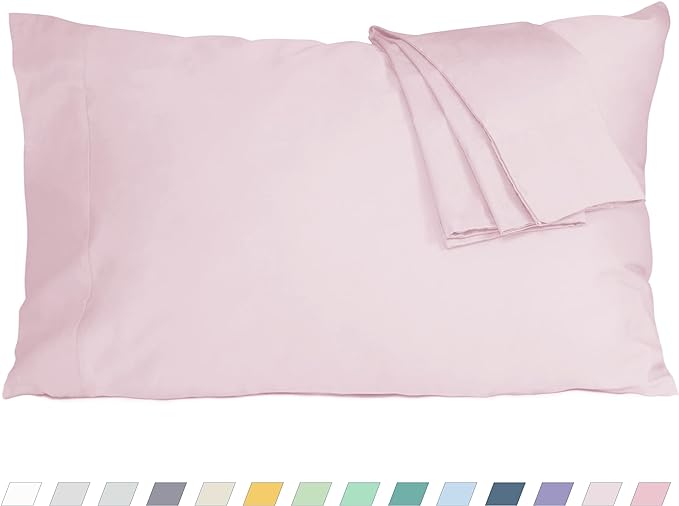 Pillow Cases, Standard Queen Size Cotton Percale Weave Pillowcases, Pre-Shrunk by HOMTEC