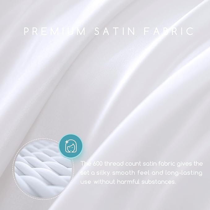 MR&HM Satin Bed Sheets, Full Size Sheets Set - Image 2