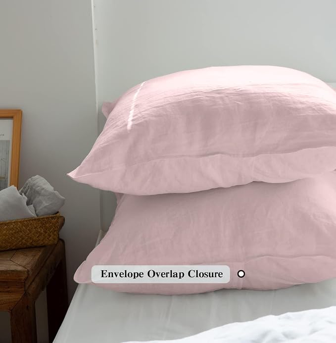 Simple&Opulence 100% Washed Linen Euro Shams 26'' x 26'' Pack of 2, Basic Style - Image 4