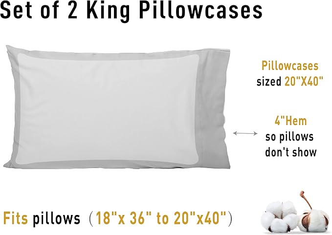 Sunflower King Pillowcases Set of 2, 100% Cotton King Pillow Cases 2, 20×40 - Image 8