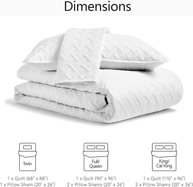 FLYMME White Twin Quilt Bedding Set Thin Lightweight Bedspreads, Modern Style - Image 7