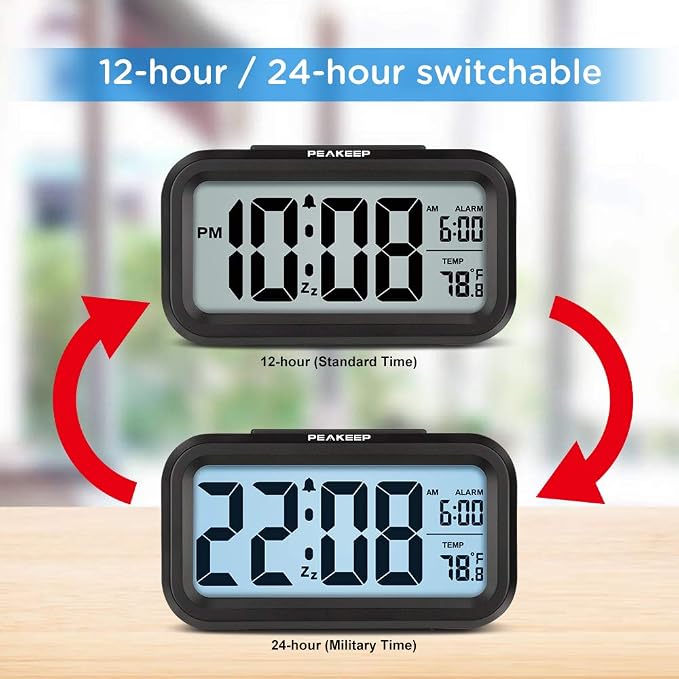 Peakeep Night Light Digital Alarm Clock Battery Operated - Image 5