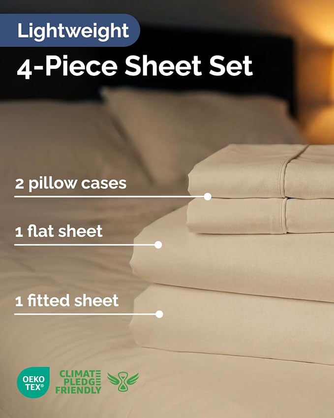 Lightweight 4 Piece Bed Sheet Set Full Size - Image 2