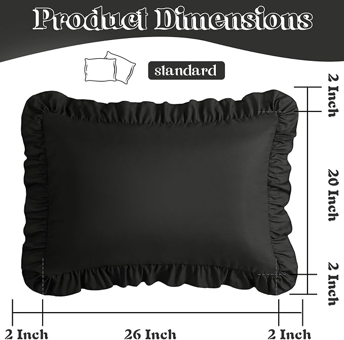 KKJIAF Ruffle Pillow Cases Standard Size Set of 2, Ruffled Pillow Covers - Image 3