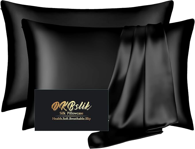 Silk Pillowcase 2 Pack, Natural Mulberry Silk Pillow Cases, Silk Pillowcase by HOME