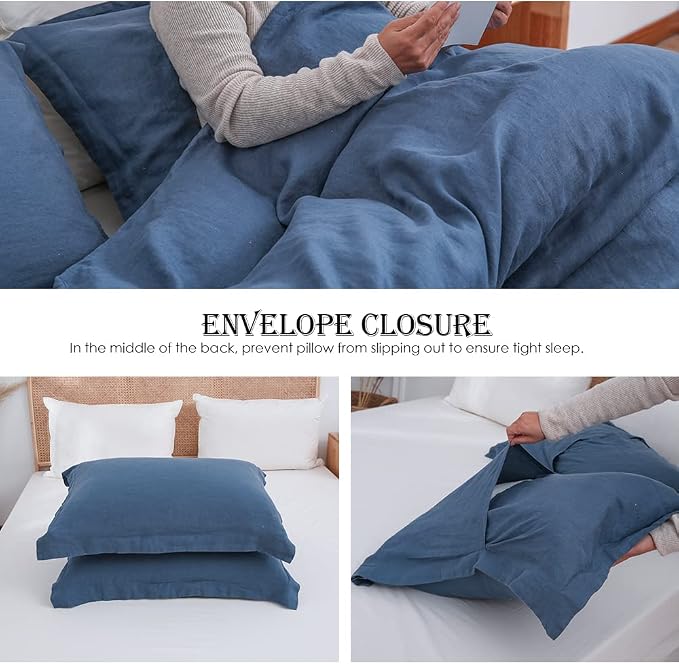 Simple&Opulence 100% Linen Duvet Cover Set 3pcs Basic Style Natural French - Image 4
