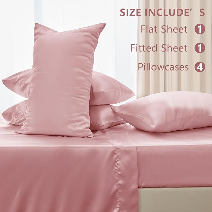 CozyLux Satin Sheets Queen Size Bed Set - Image 5