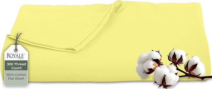 Royale Linens 300 Thread Count 100% Long Staple Combed Cotton Flat Sheet by ROYALELINENS