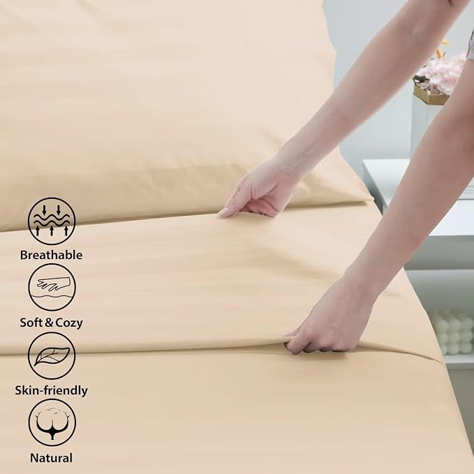 2-Pack Cotton TwinXL Flat Sheet Only, 600 Thread Count 100% Egyptian Cotton Top - Image 3