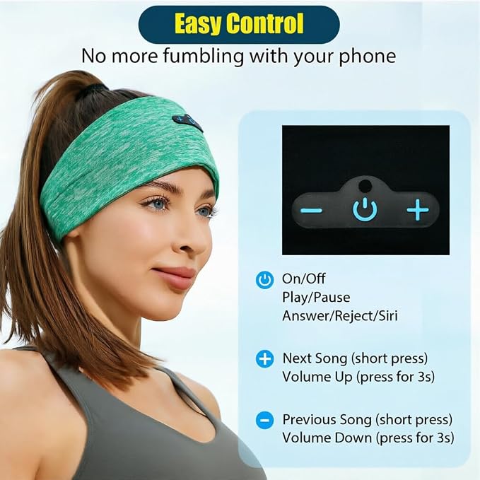 BORAYDA 2-Pack Bluetooth Headband, 18 Hours Play Time, HD Stereo, Built-in - Image 3