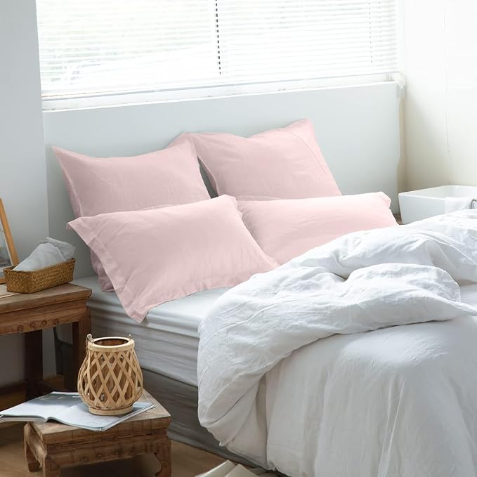 Simple&Opulence 100% Washed Linen Euro Shams 26'' x 26'' Pack of 2, Basic Style - Image 6