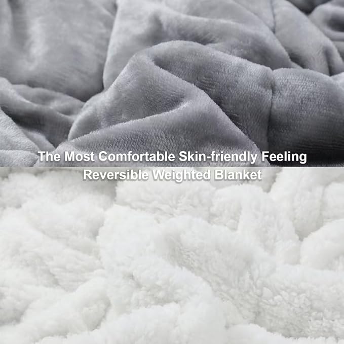 Alomidds Weighted Blanket Queen Size 20lbs 60x80 inches, Sherpa Heavy Blankets - Image 2