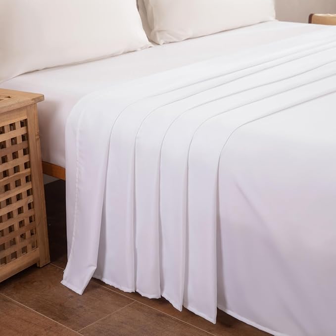 Twin Flat Sheet Only，66x96Inch White - Image 3