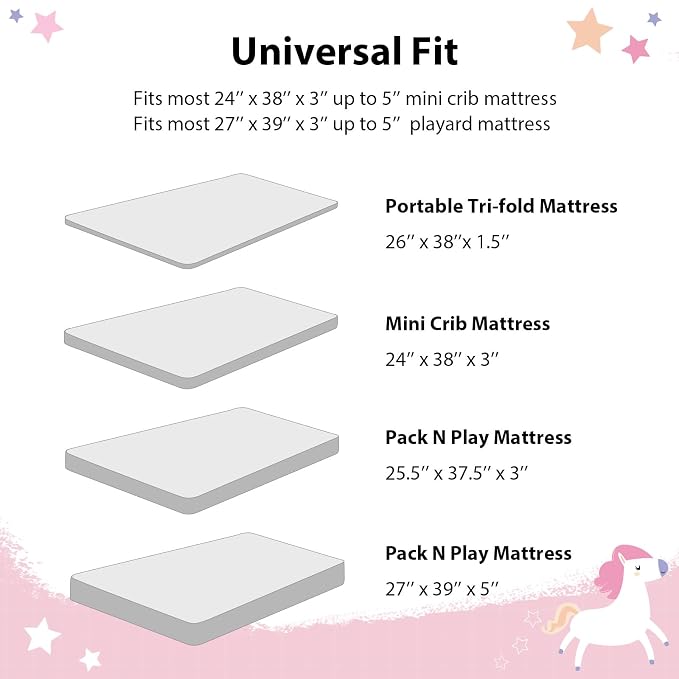 Baby Mini Crib Sheets Girl, Portable 38”x26” Pack and Play Sheets Fitted - Image 8
