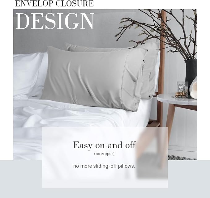 WishSmile Cooling Queen Pillowcases Set of 2 Breathable Cool Silky Soft Rayon - Image 5