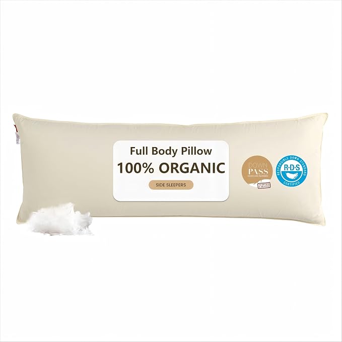 Goose Down Body Pillows for Adults, Large Body Pillow for Side Sleeper by Bildenly